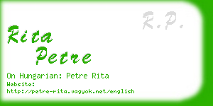 rita petre business card